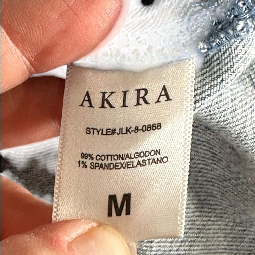 Akira Butterfly Kiss Embellished Denim Mini Tube Dress Sz M - Picture 10 of 11